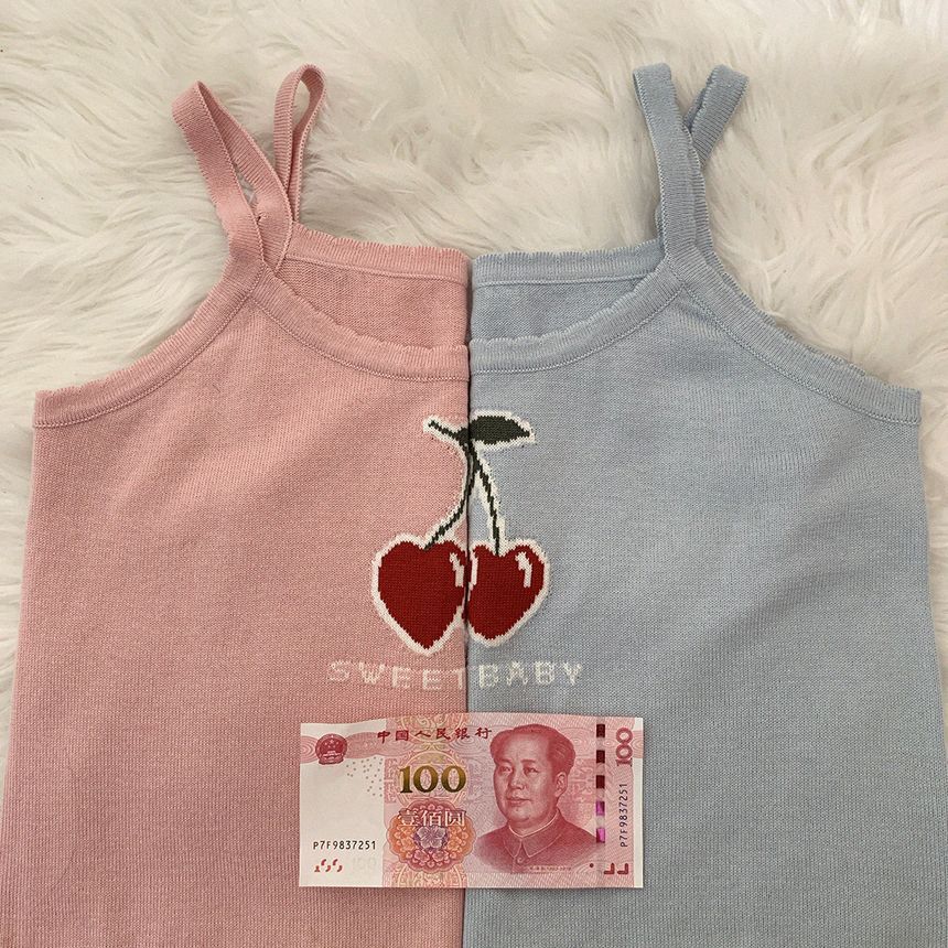 Glotto - Cherry Jacquard gebreide camisole top