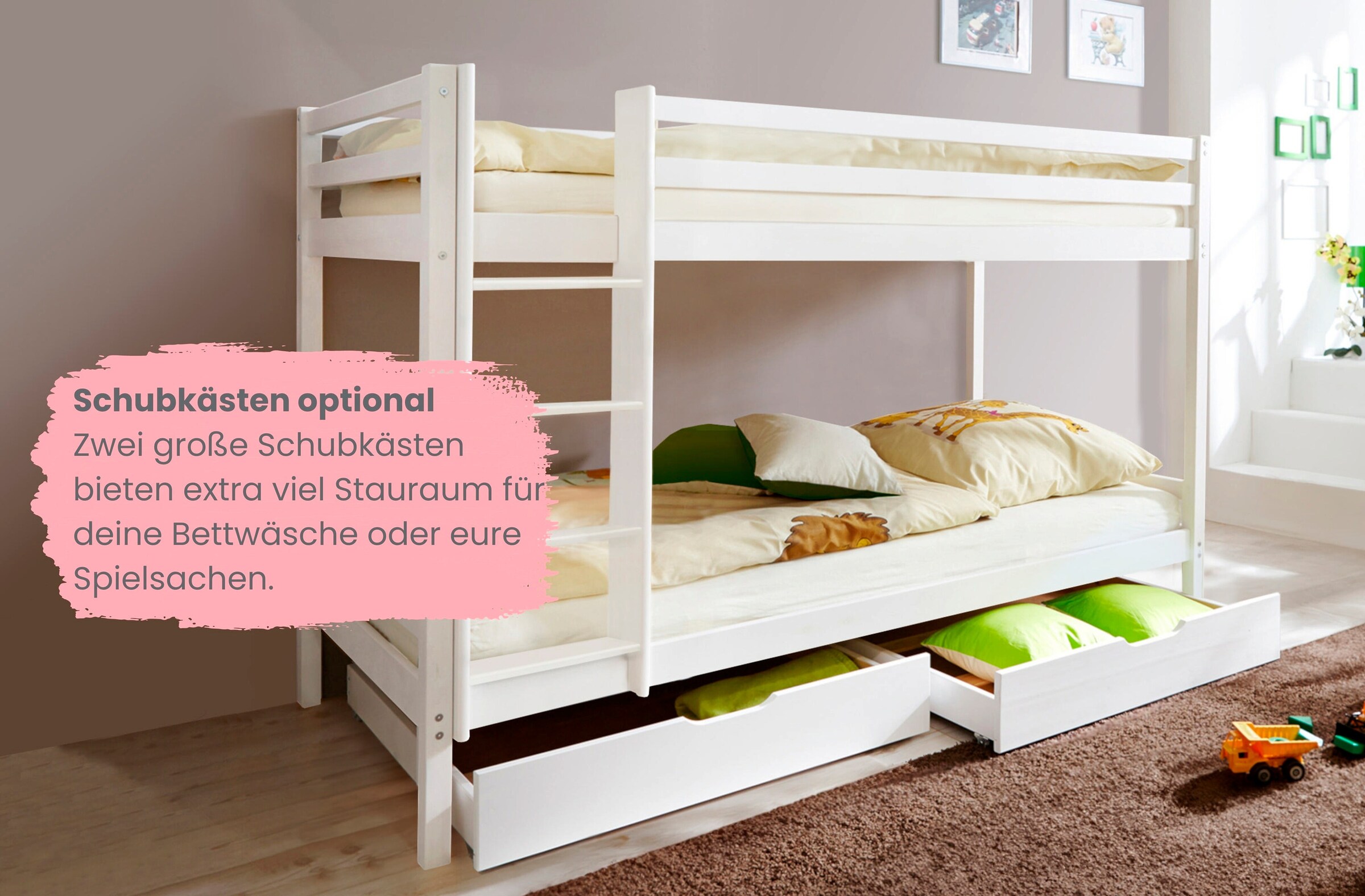Ticaa Etagenbett Stockbett Rene Kiefer massiv Weiß