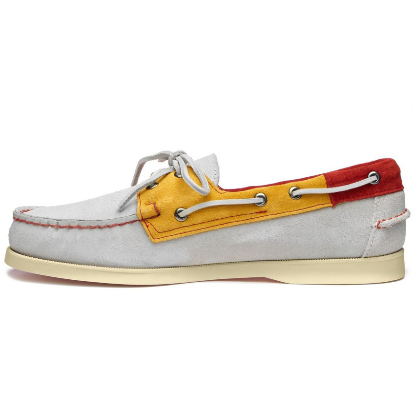 DOCKSIDES PORTLAND JIBFLAGS OFFWHITE RED YELLOW-Docksides Chaussures bateau pour homme tricolore