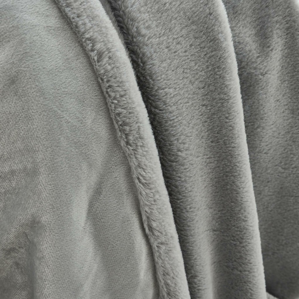 Plaid fausse fourrure gris clair poil long doublure polaire 130 x 160cm - laponie
