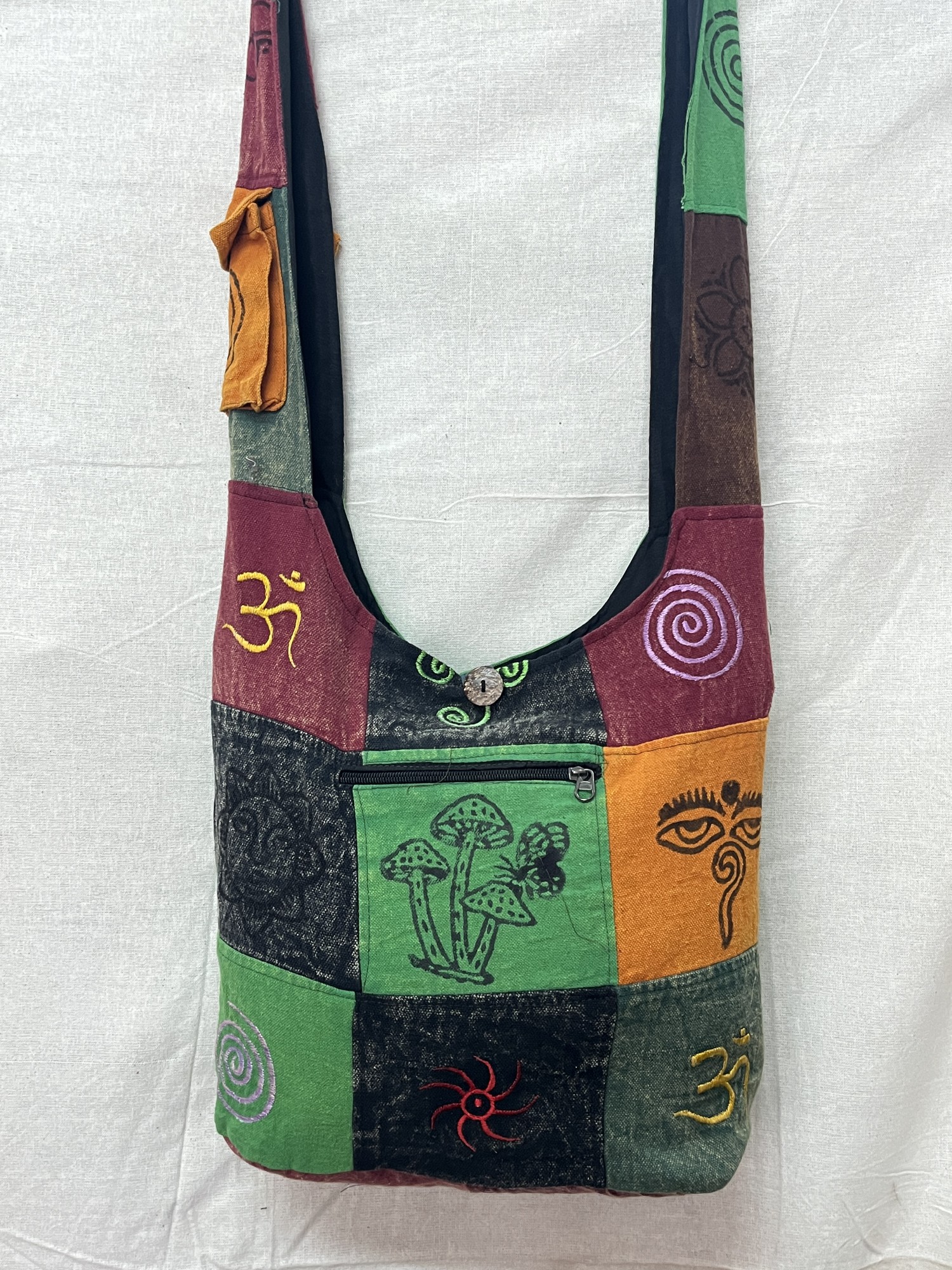 Patchwork Schultertasche, multicolor, grün, B 38 cm, H 40 cm, L 12 cm günstig bestellen