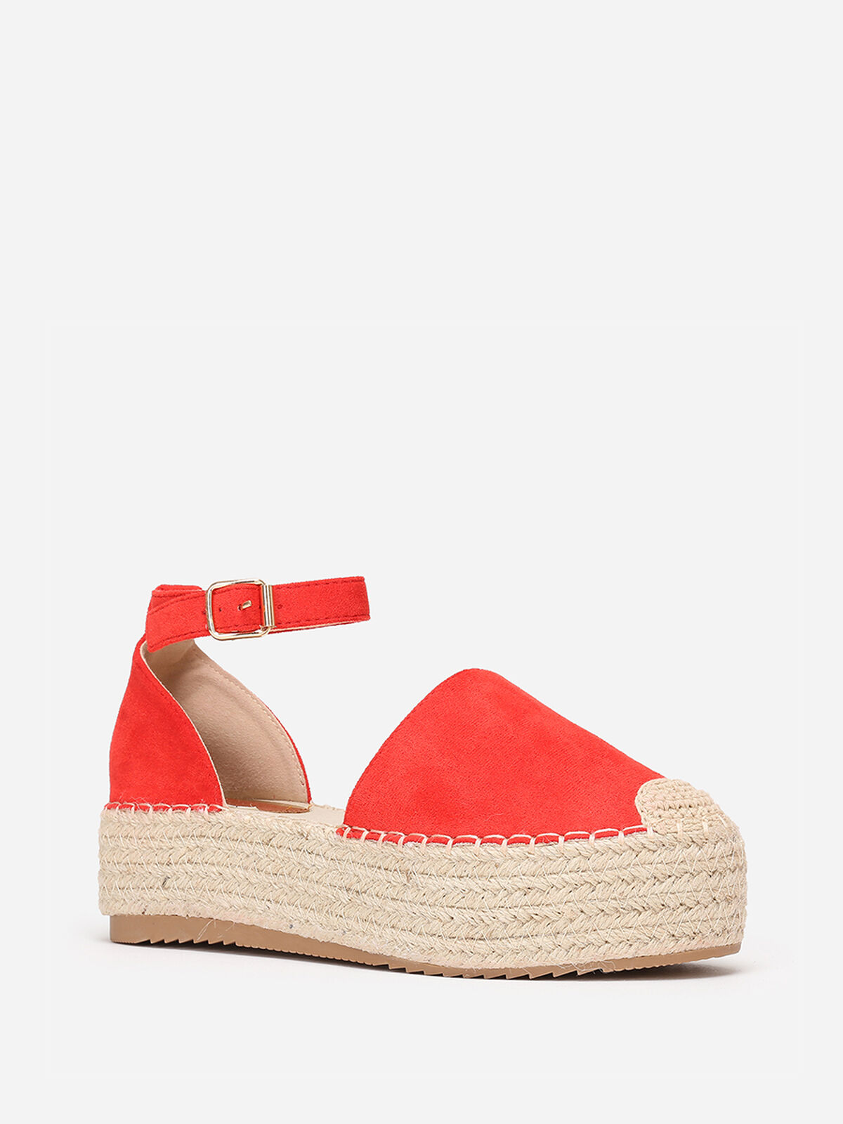 Espadrilles ou à plateforme en suédine- Rouge