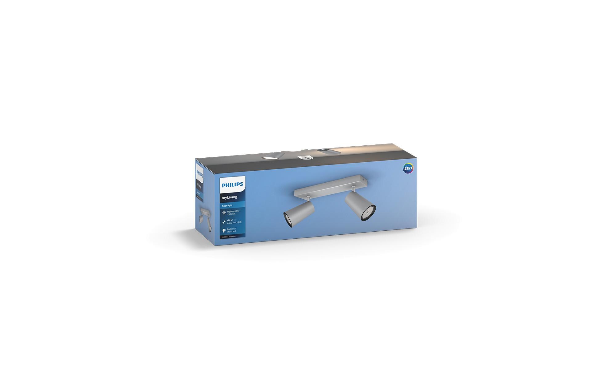 Aufbauspot Paisley, 2 x GU10, 5.5 W, SilberMyLiving Aufbauleuchte mit beweglichem Leuchtenkopf