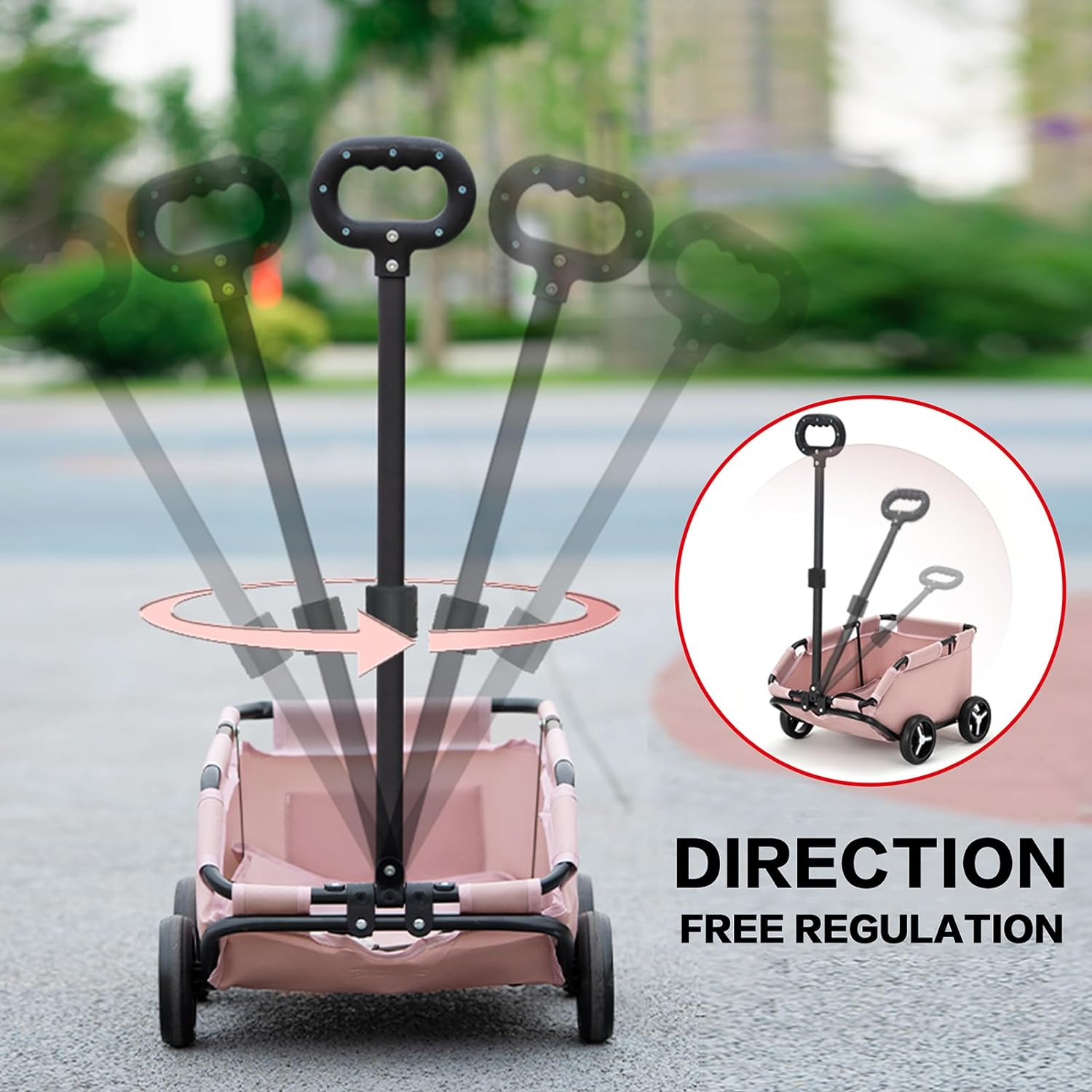 (53x46cm) Haustier Reise Trolley Transport Wagen mit Rollen für Hunde / Katzen - Rosa