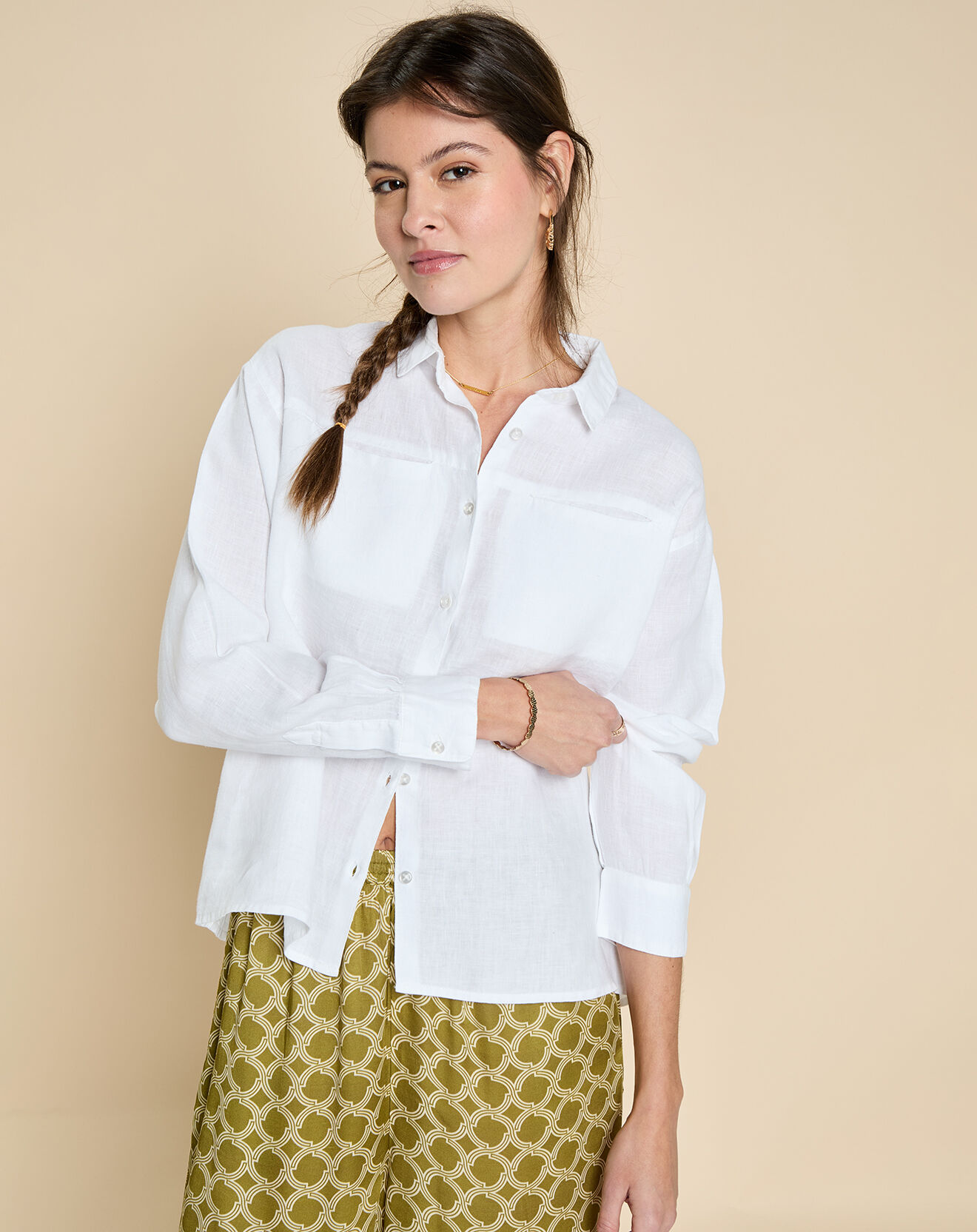 Harris Wilson Chemise 100% Lin Elise blanche