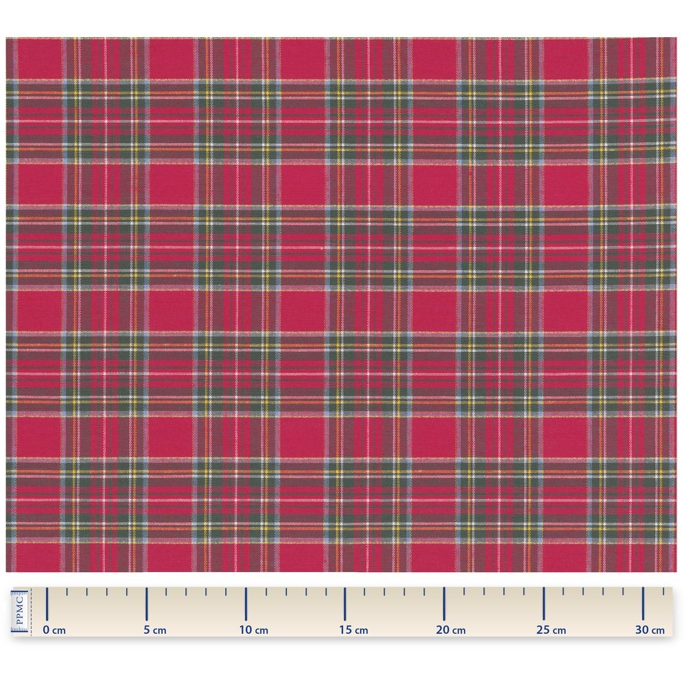 Tissu Coton Au Mètre Ex2261 Ecossais Rouge Lurex