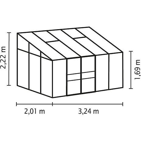 Ida 6500 drivhus, hærdet glas - sort