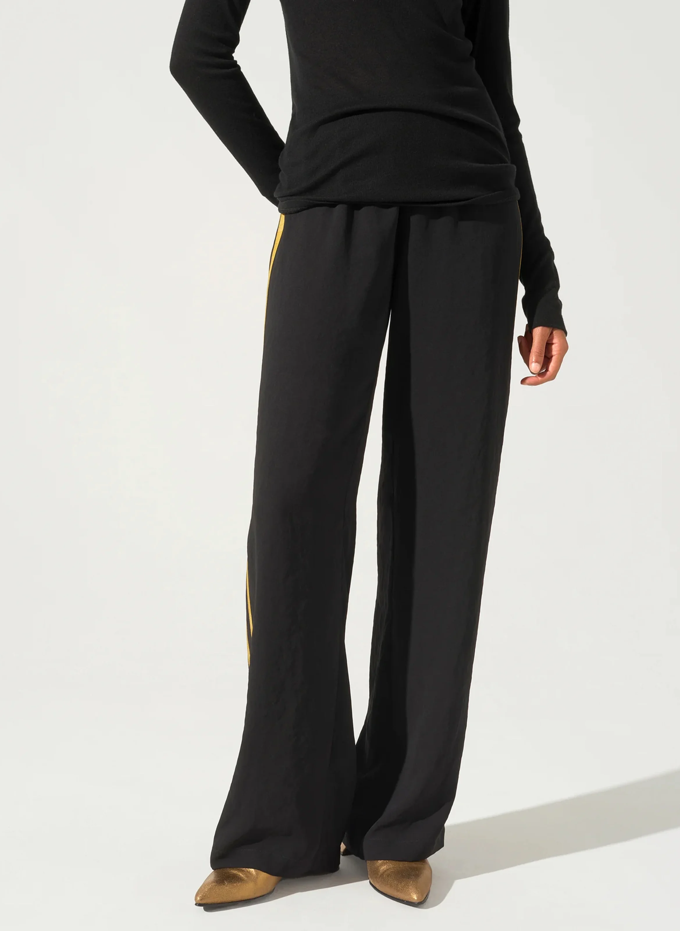 Pantalon droit à smocks | Noir