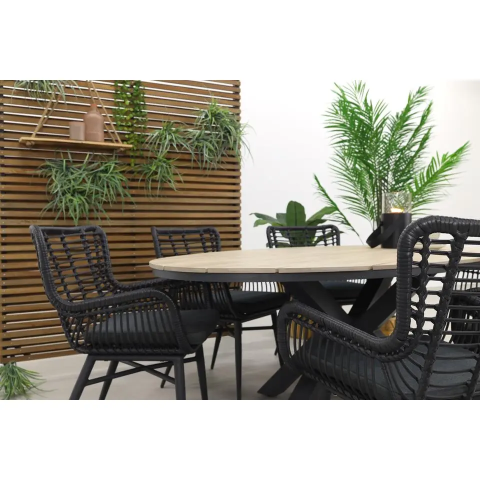 Garden Impressions Jasmine - Black/Edison 220x115 cm. - ovale tuinset