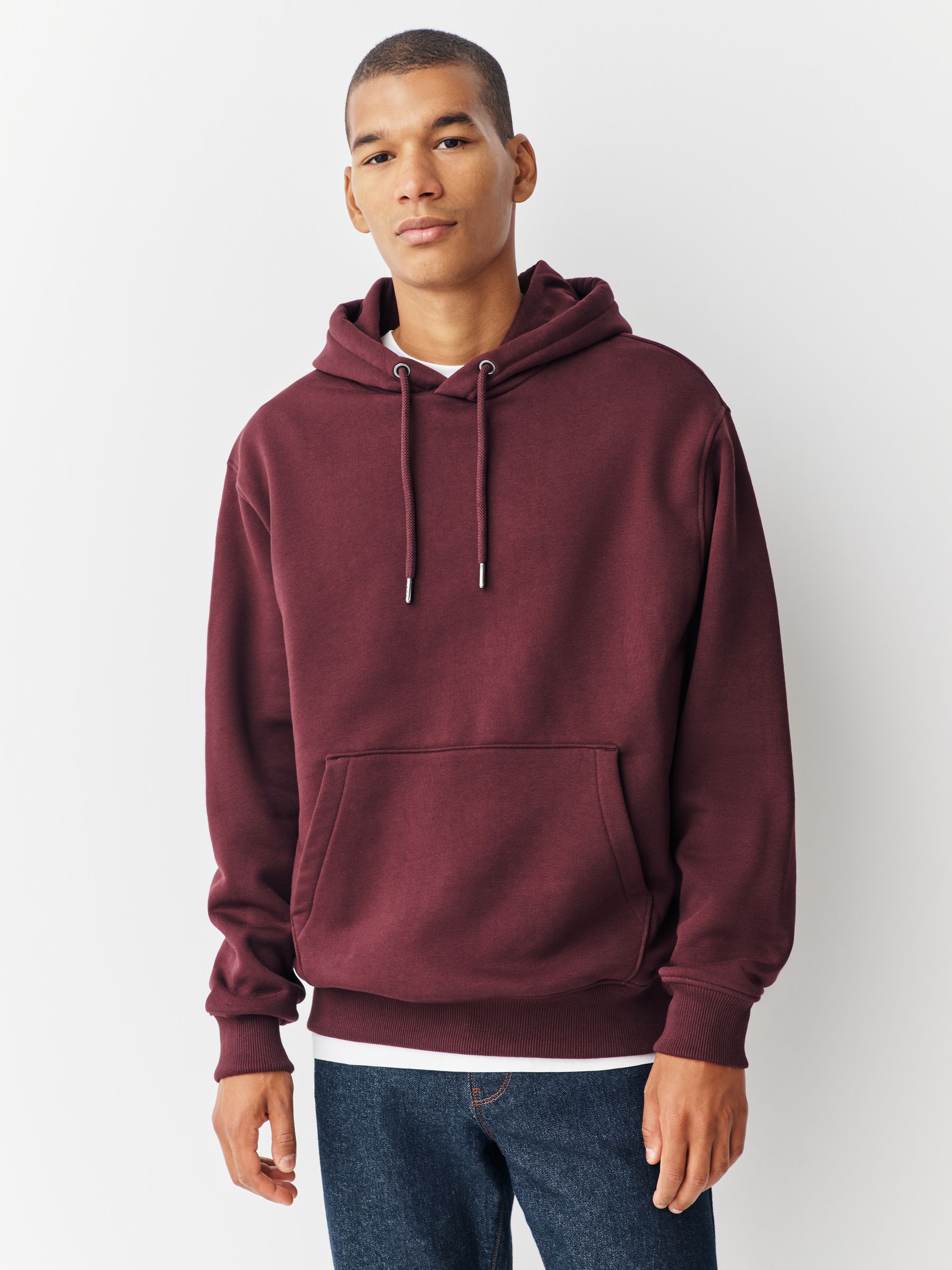 Zwart/Bourgondisch Rood - Cotton Rich Jersey Overhead Hoodies 2 Pack