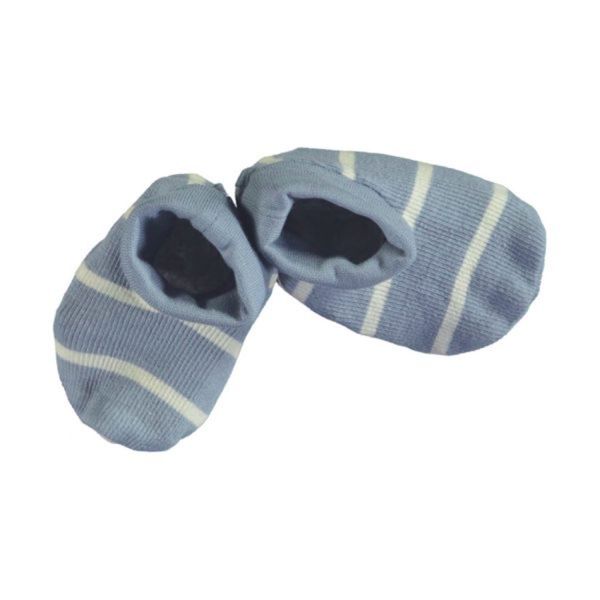 Babylook Striped Rib Slofjes - Newborn - Faded Denim