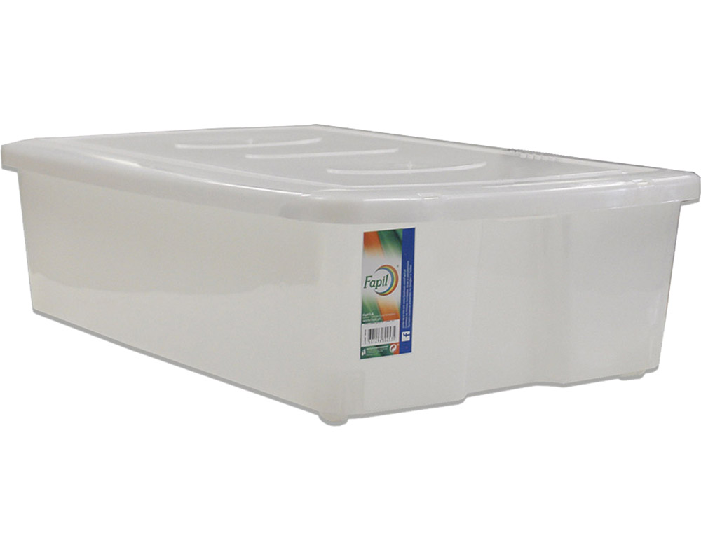 CAIXA DE ARRUMAÇÃO COM TAMPA E RODAS FAPIL TRANSPARENTE 30L 60X40X18CM