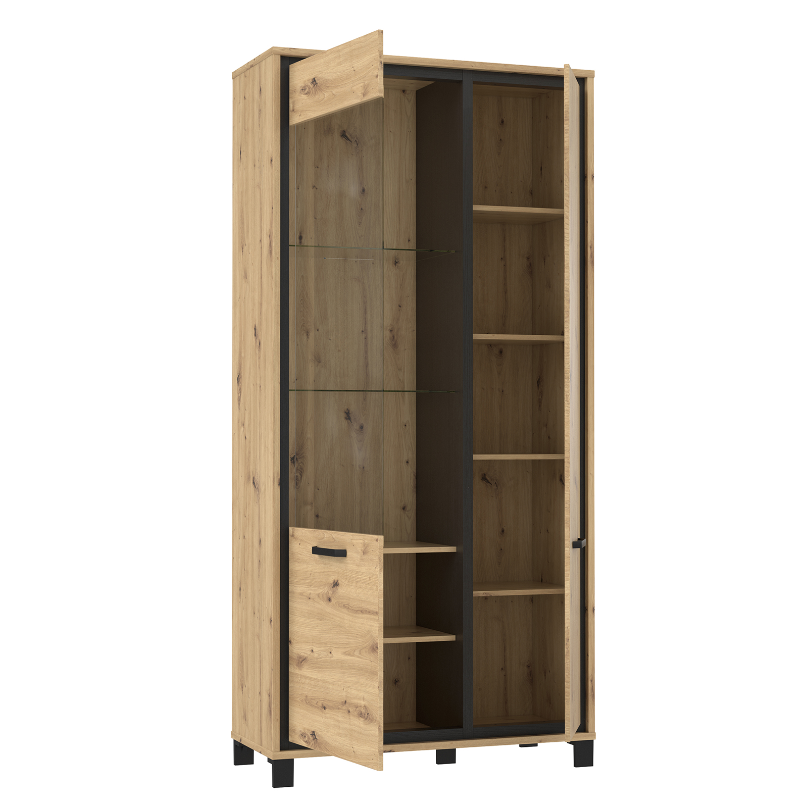 Vitrine - Artisan Eiche-Schwarzeiche - 209 cm hoch