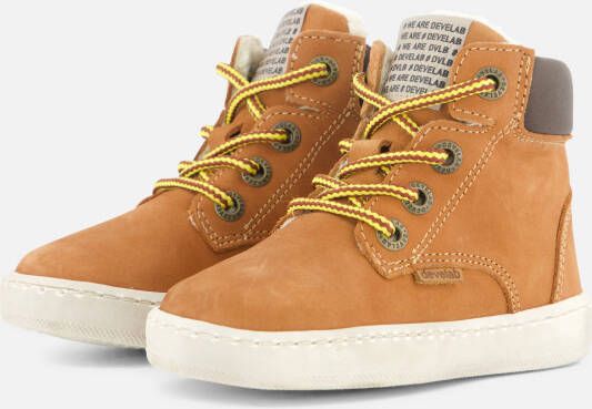 Develab 41855 nubuck veterboots cognac Bruin Jongens Leer Effen 25