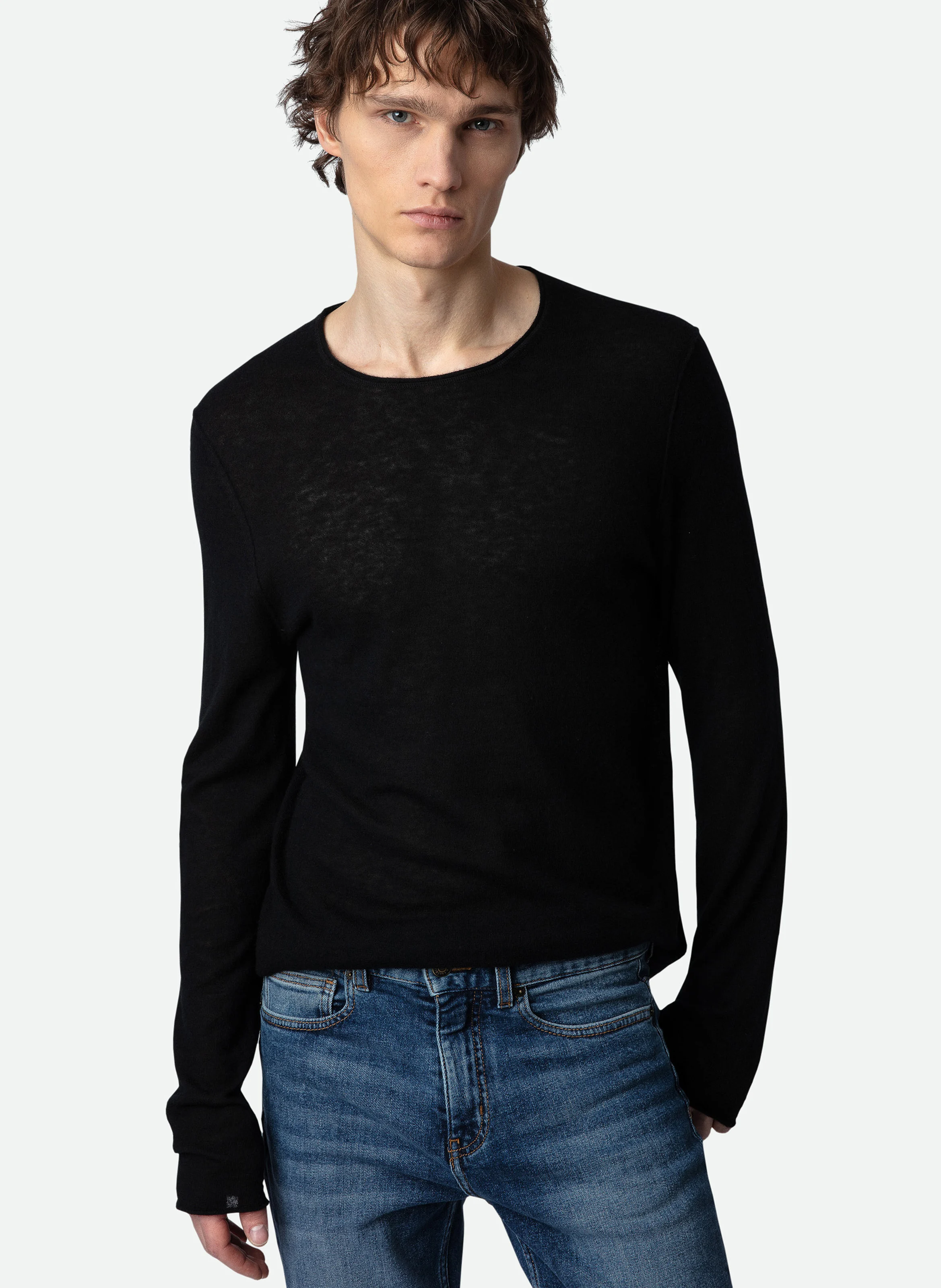 TEISS - Pull col rond en cachemire | Noir