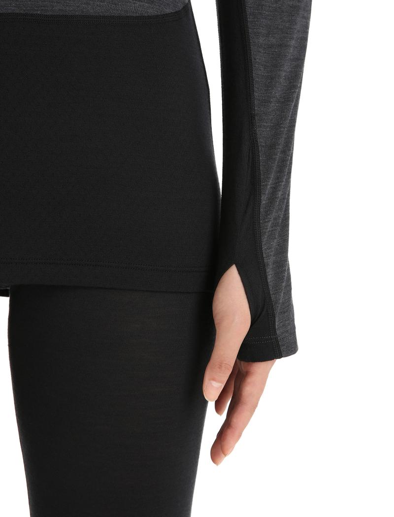Icebreaker 125 ZoneKnit LS Crewe W Jet Heather/Black