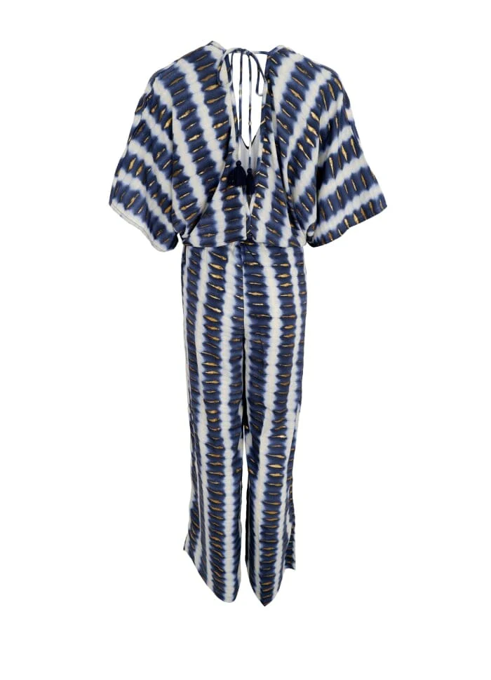 Black Colour Bcluna Double V-Neck Jumpsuit glow blue