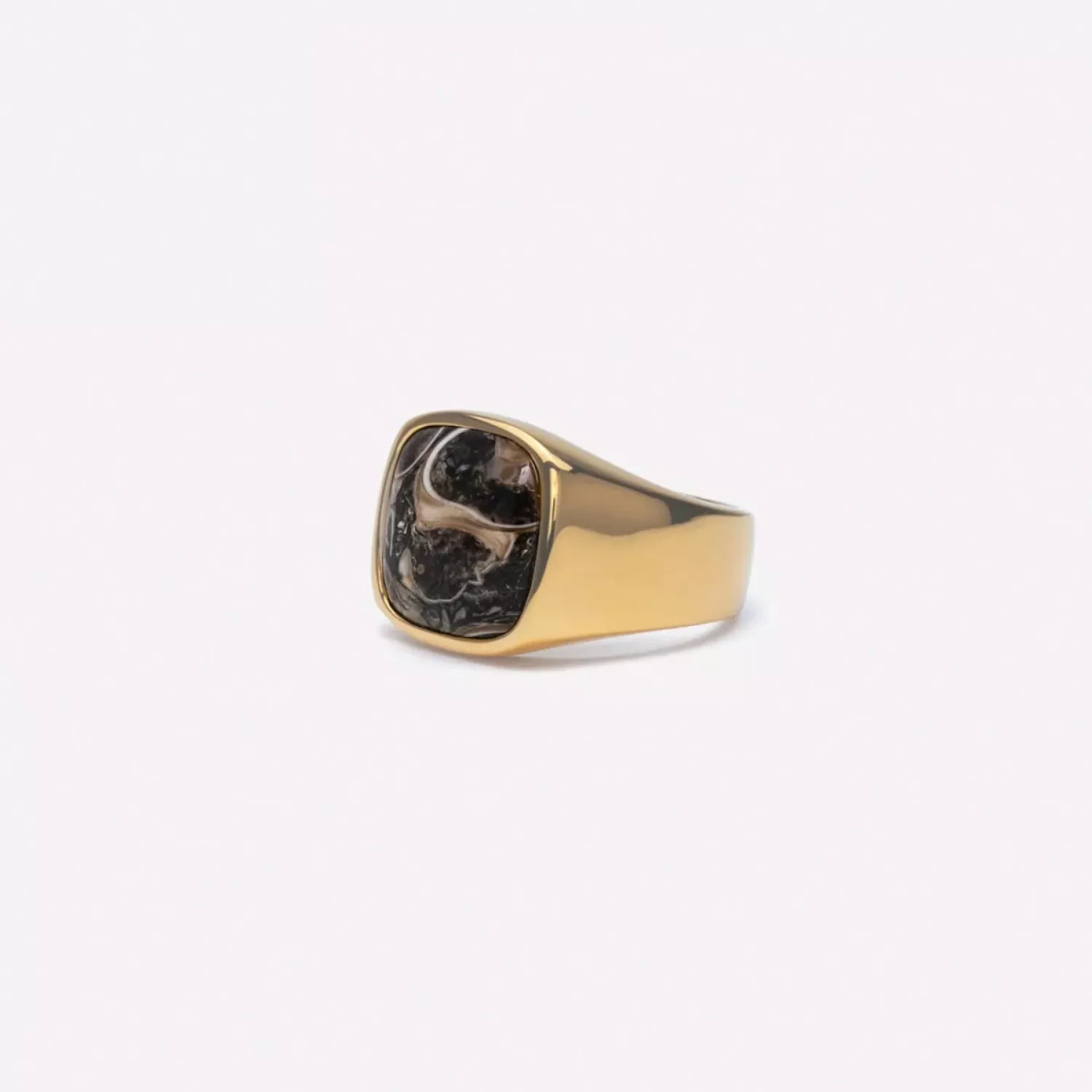 IX Studios Turtle Agate Signet Ring 22 kt. Forgyldt Sølv DMN0282GDTA