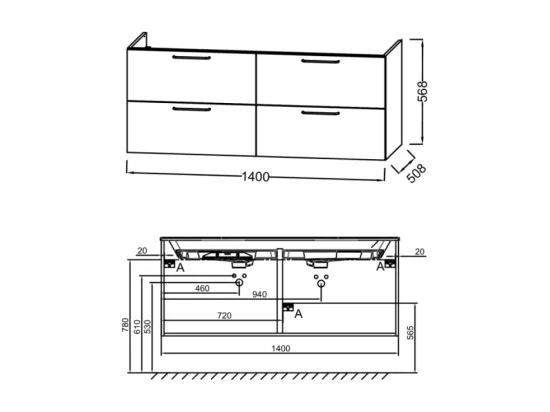 Meuble double vasque 140 cm JACOB DELAFON Odéon Rive Gauche vert olivier
