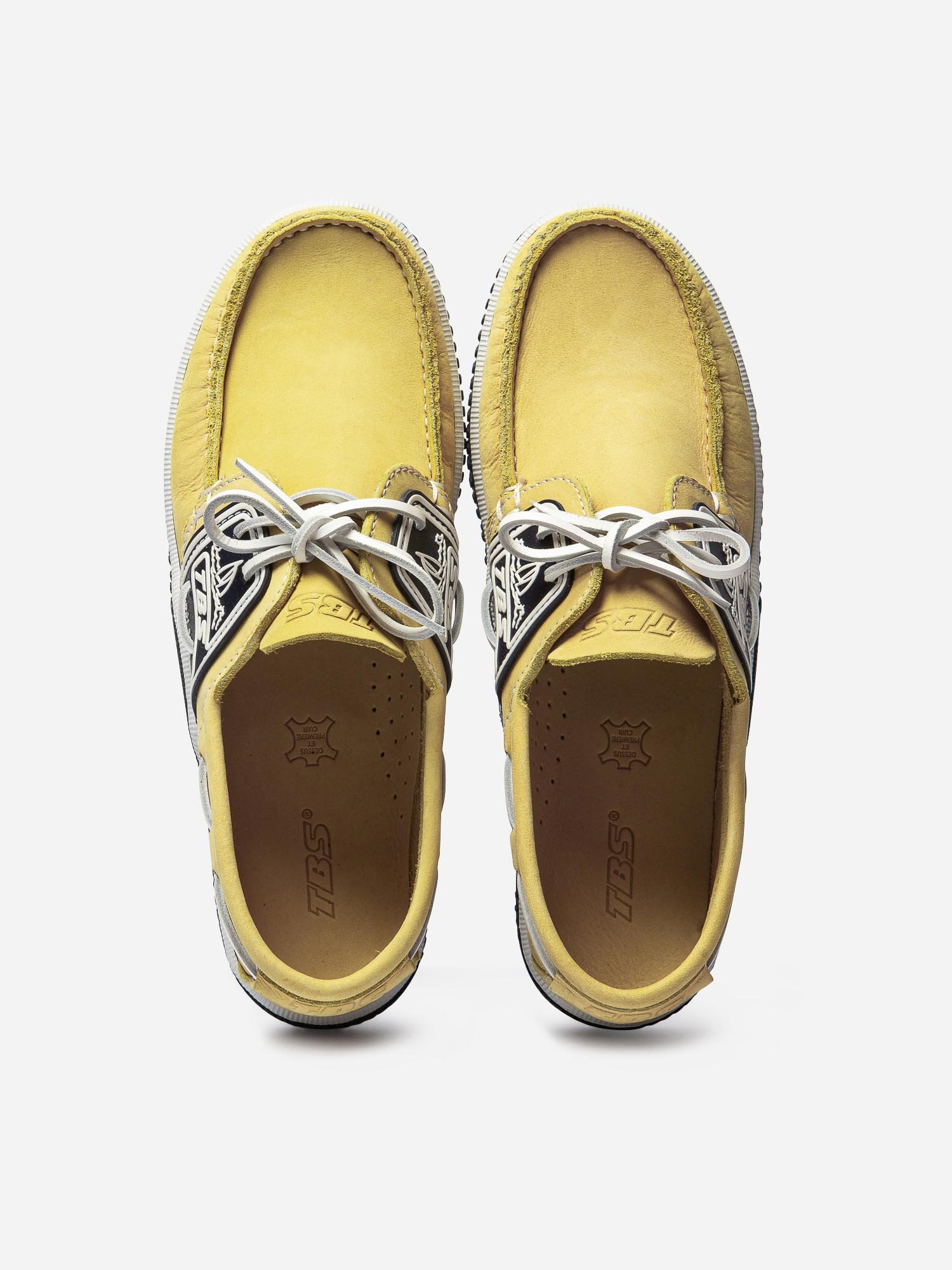 Chaussures Bateau Homme Semelle Grip Cuir Jaune
