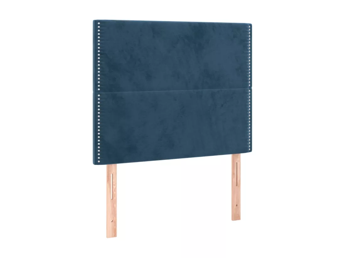 Sommier tapissier et matelas et LED Bleu foncé 90x190cm Velours