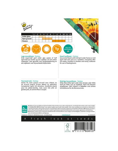 Buzzy Sunny Flowers - Zonnebloem Fantasy - Bloemenzaden - 1 g