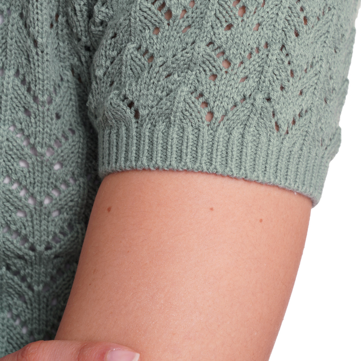 Gina Damen Strickjacke mit Ajour-Muster oliv