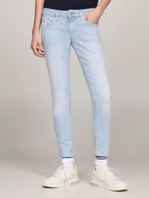Calça jeans skinny Scarlett de cintura baixa até o tornozelo