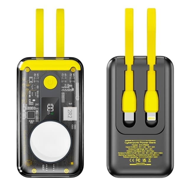 4-i-1 CyberPunk 10000mAh Powerbank 22.5W hurtig opladning