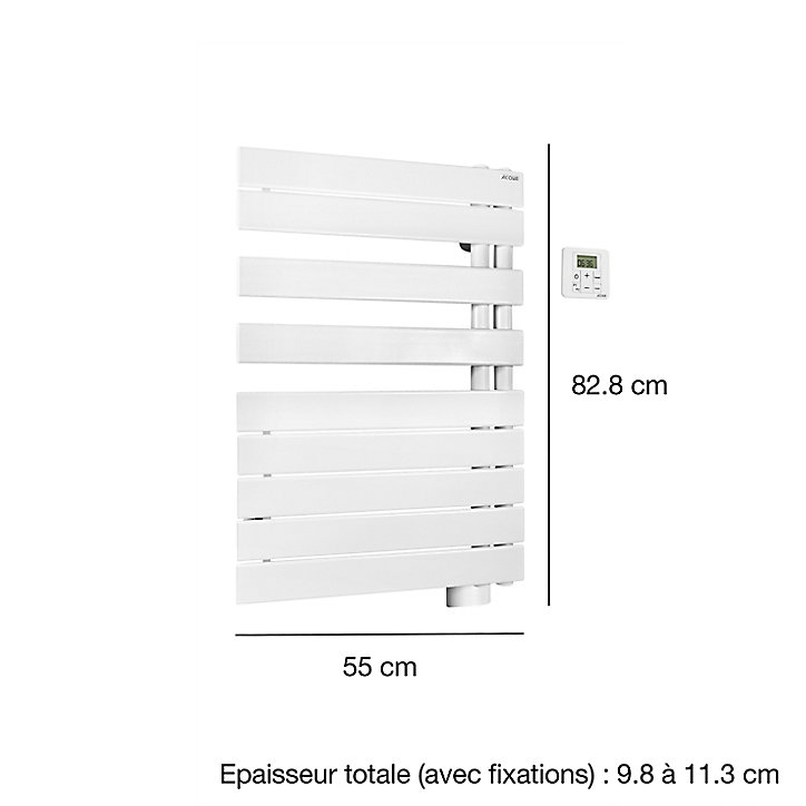 Sèche-serviettes électrique à inertie fluide Acova Alpaga asymétrique blanc 500W