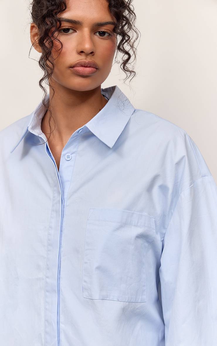 Bleu Chemise Oversize En Coton À Manches Larges