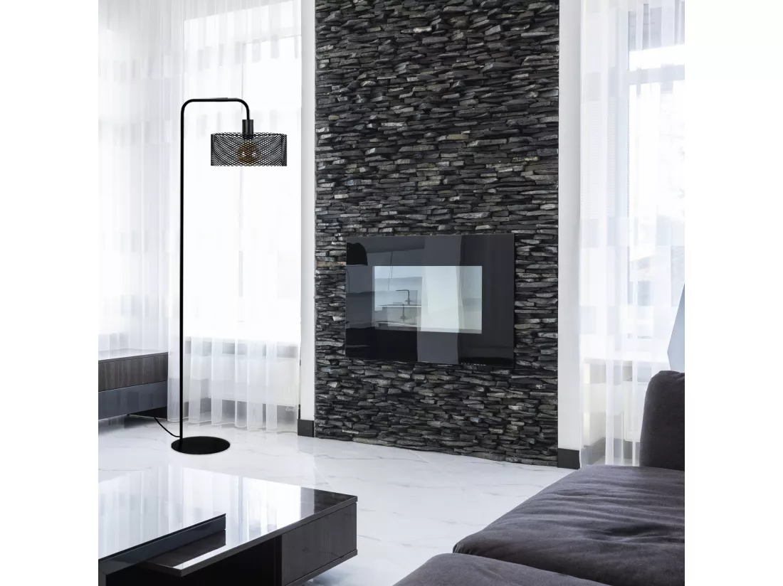 Lampadaire métal noir 157 cm.