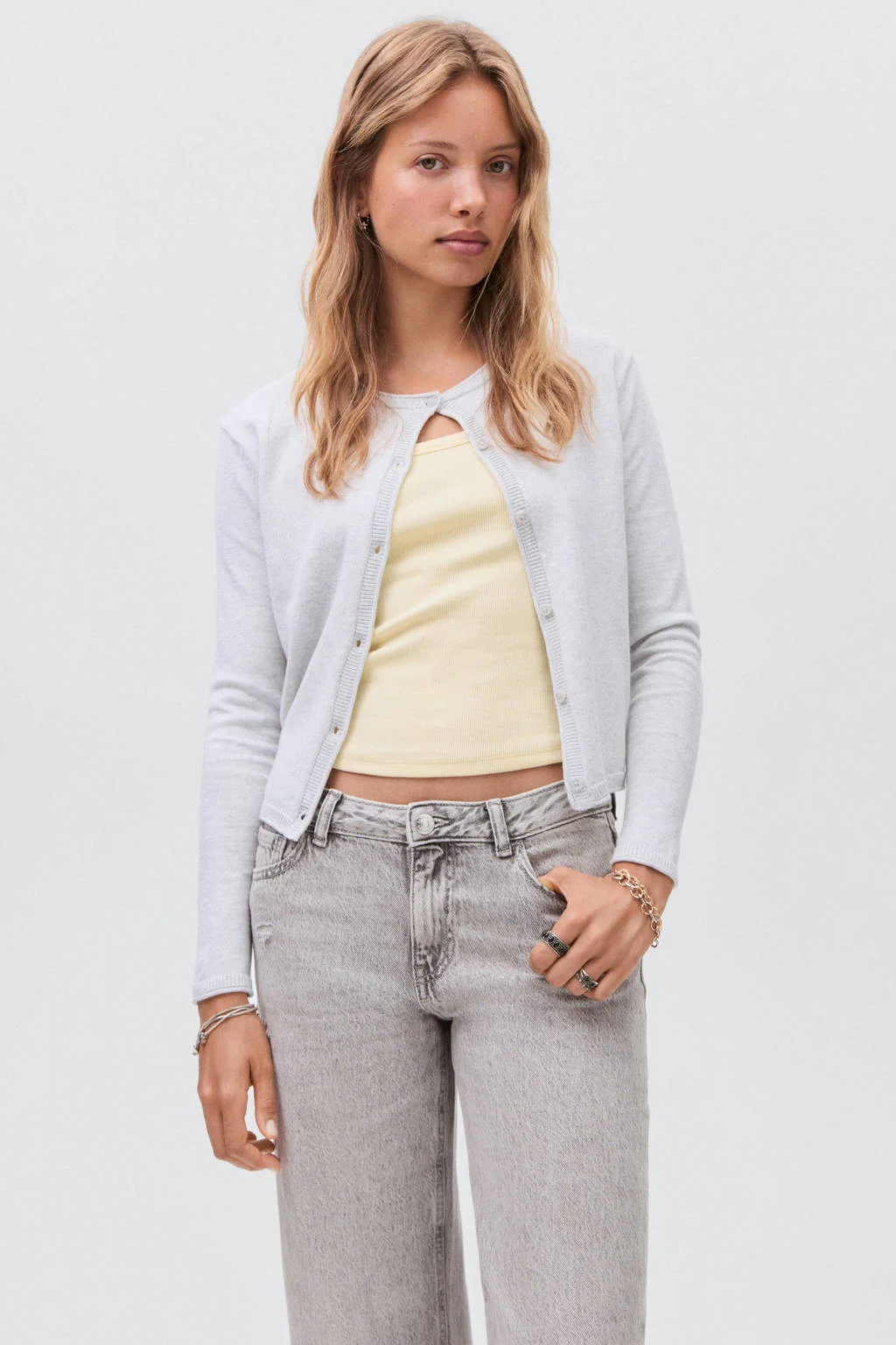 MANGO TEEN wide leg jeans grey denim