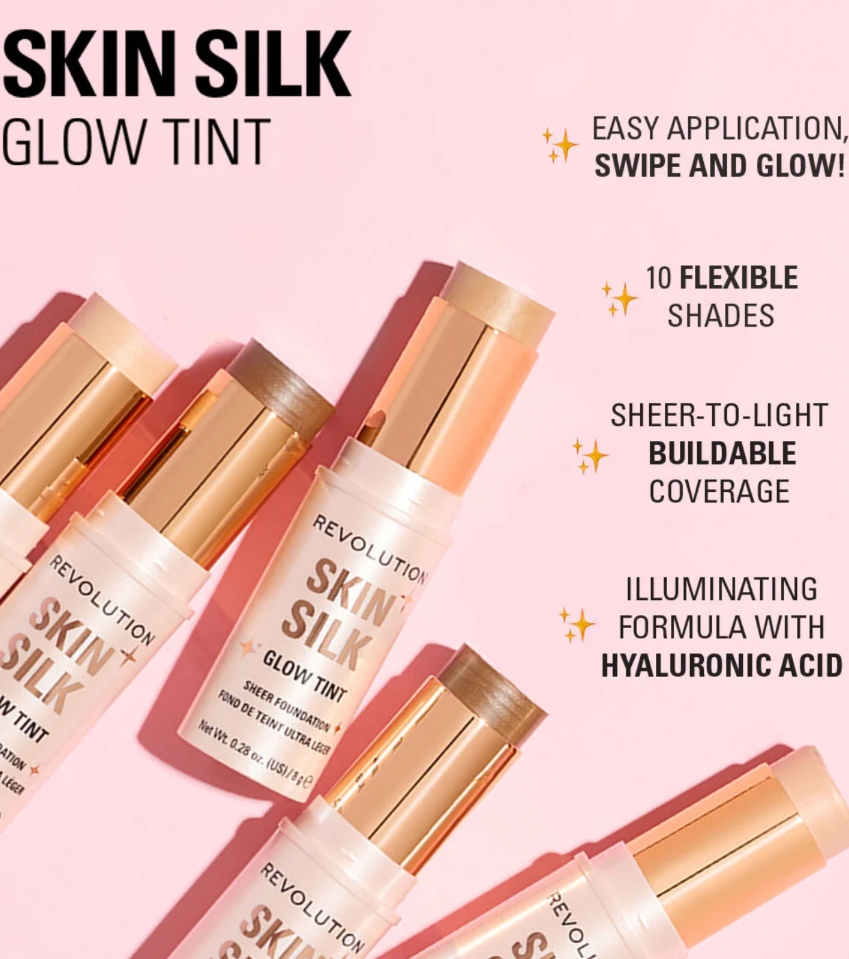 Makeup Revolution - Base de maquiagem em bastão Skin Silk Glow Tint Sheer Foundation - Medium Neutral