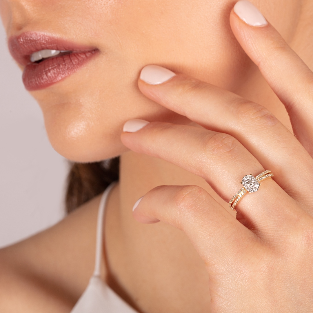 Verlobungsring 750/18 K Gelbgold mit Diamanten 0.28 ct H/si