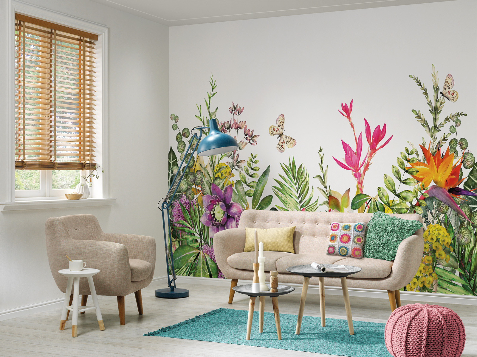 Fototapete DESIGNWALLS - bunt-weiß - Blumen - 2,55 Meter