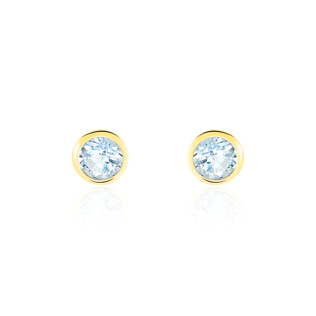 Boucles D'oreilles Puces Edy Serti Clos Or Jaune Topaze