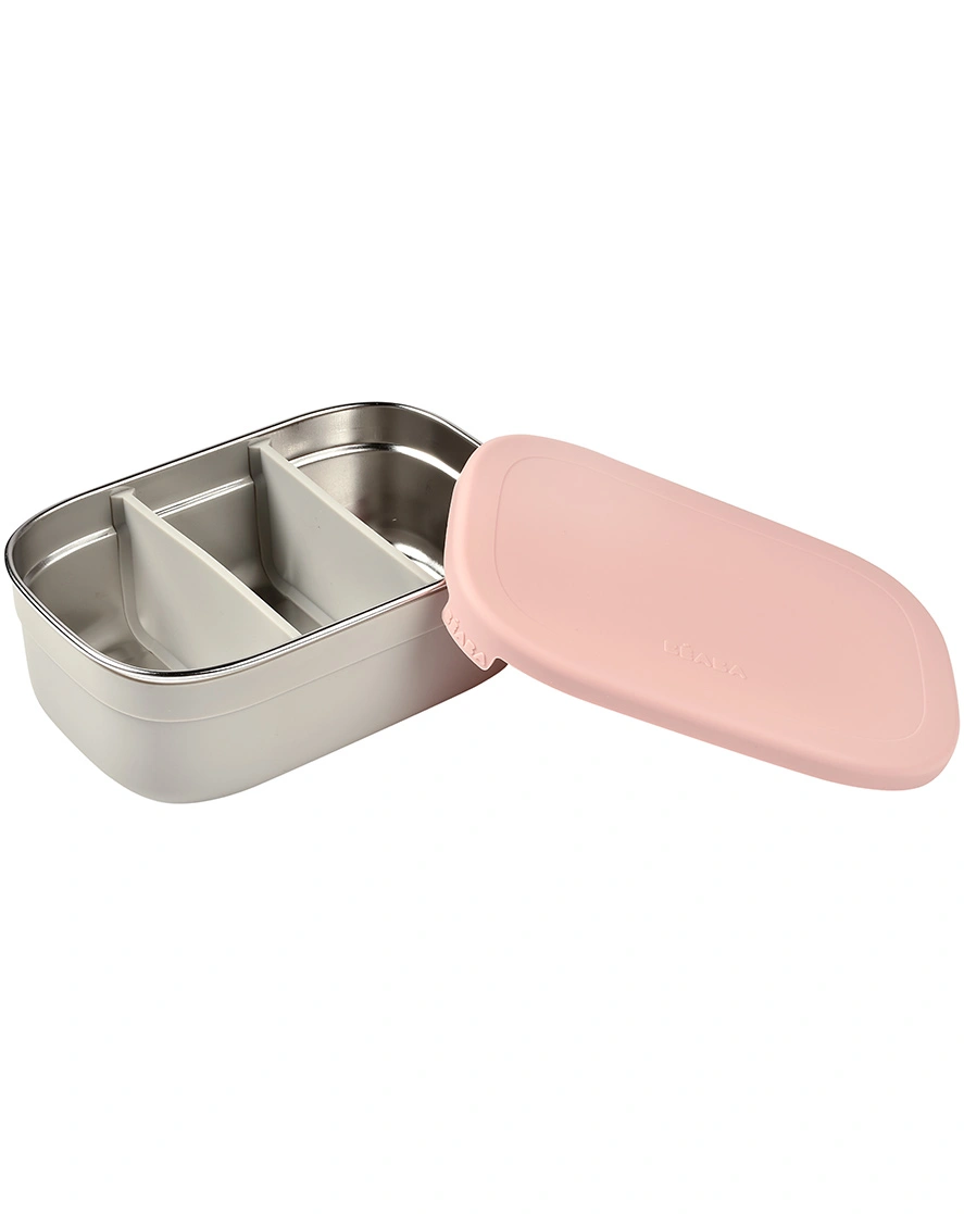 Edelstahl-Brotbox LUNCH mit Trenner in dusty pink