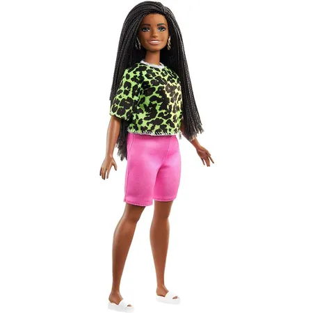 Barbie Fashionistas Puppe (brünett) mit grünem Oberteil, Anziehpuppe, Modepuppe