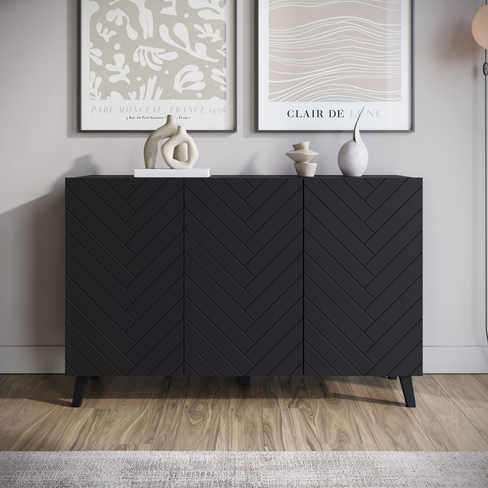 Meubella - Dressoir Pulse 3 - Zwart - 120 cm