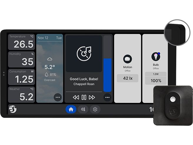 Shelly Wall Display X2  HT Touchscreen Schwarz Intelligentes Haussteuerungspanel mit einem 6.95-Zoll-Farbdisplay