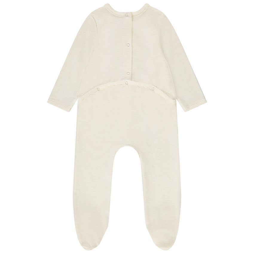 Dors-bien en velours print fantaisie pour bébé fille - Ecru