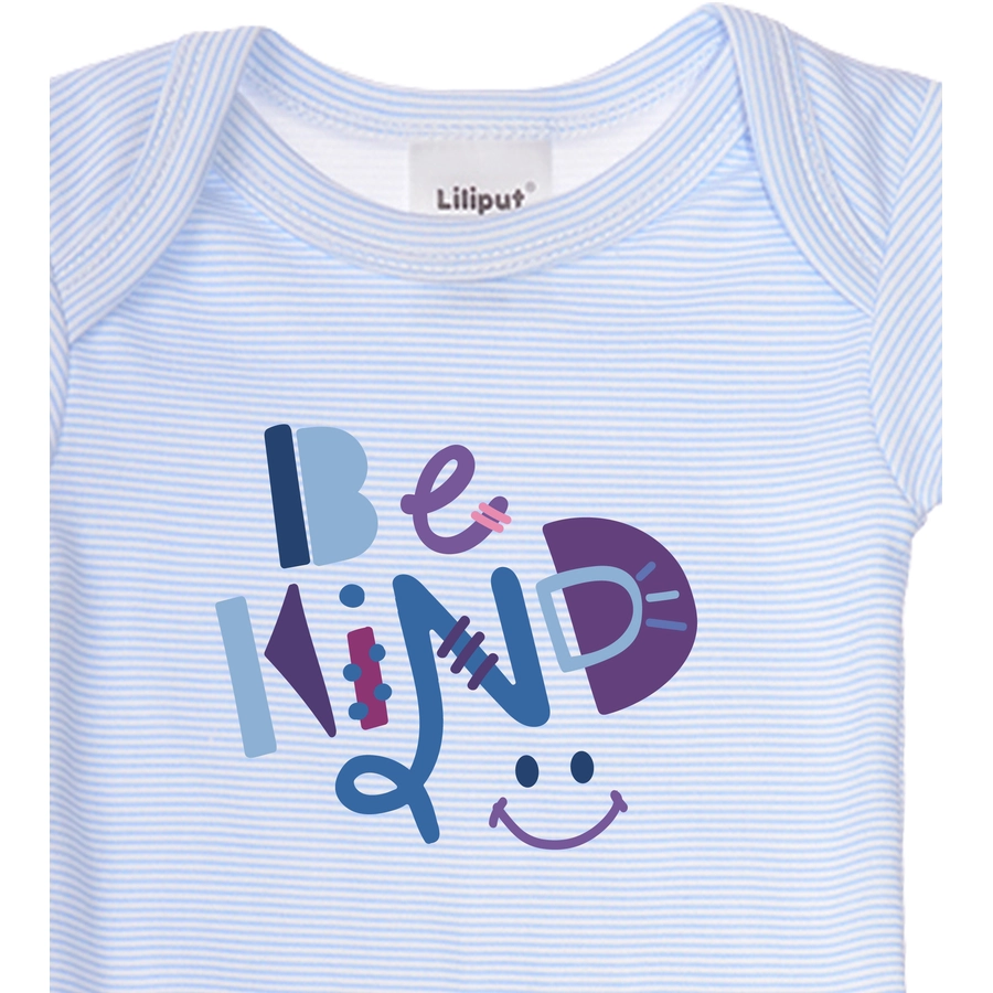 Liliput Baby-Bodies Be kind grau-melange blau gestreift