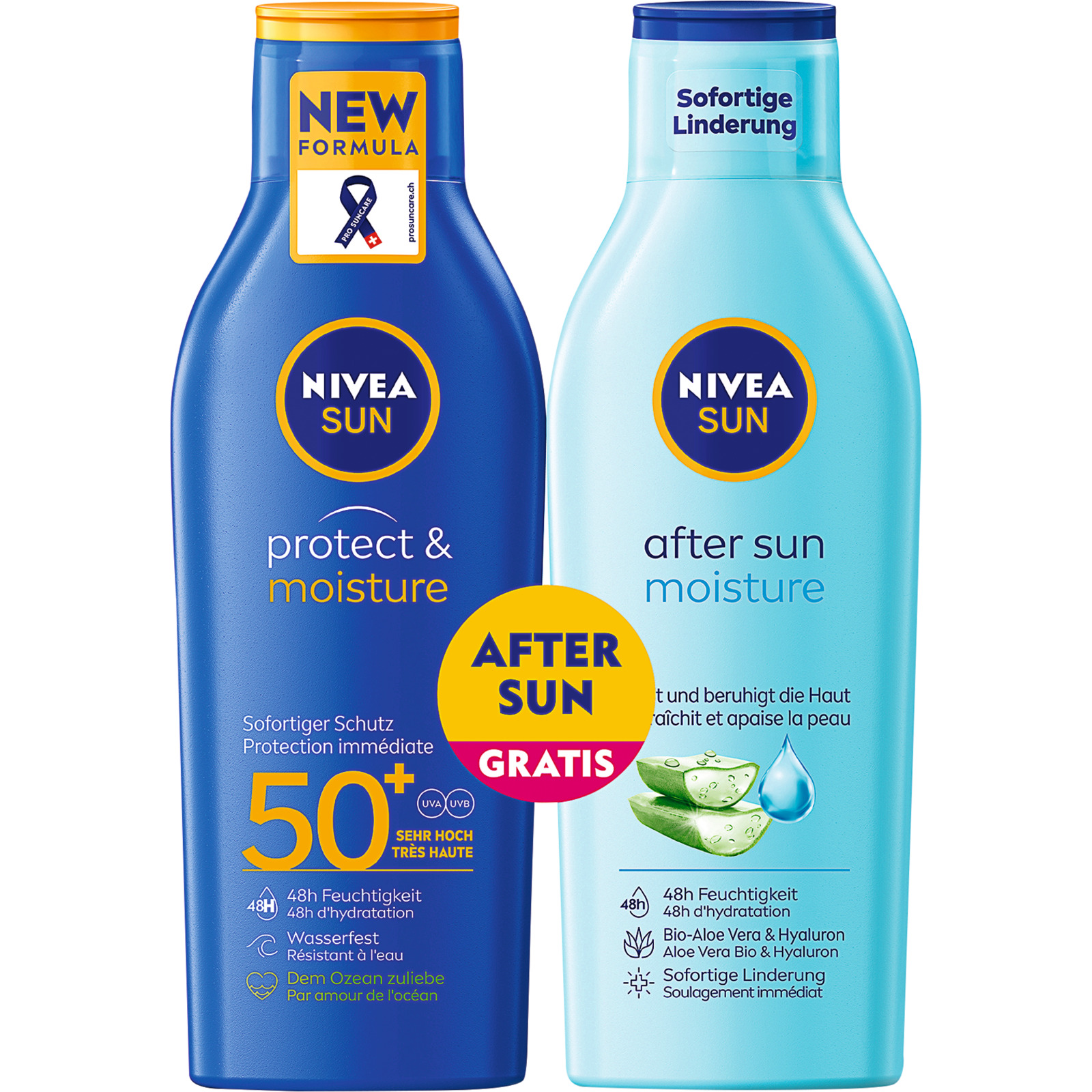 Nivea Sun Protect & Moisture Sonnenmilch LSF 50 200 ml + After Sun Moisture Lotion 200 ml