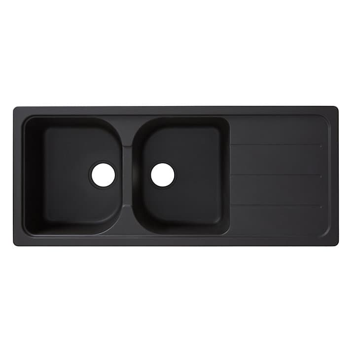 Évier en composite de quartz noir 2 bacs à encastrer Arber