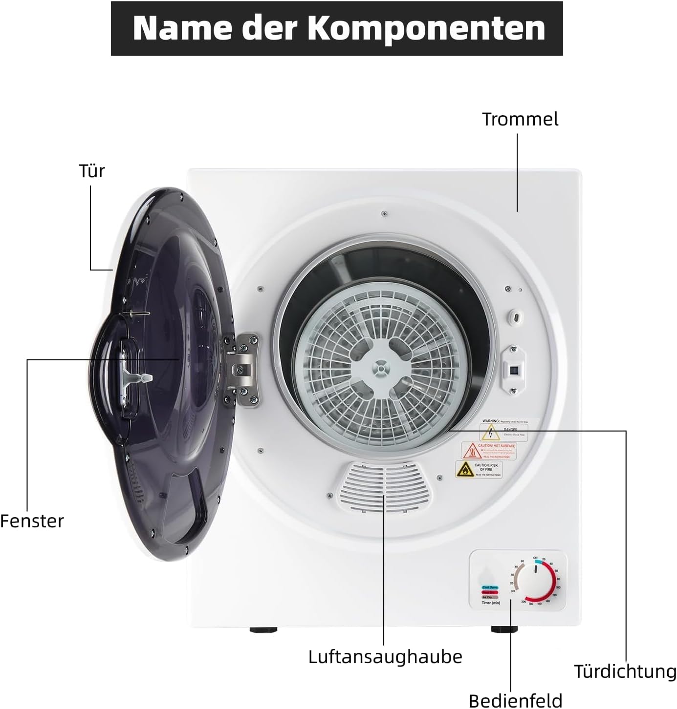 LEADZM Mini Wäschetrockner Elektrischer Trockner Ablufttrockner 2,5KG,33L,850W,3 Trocknungsmodi