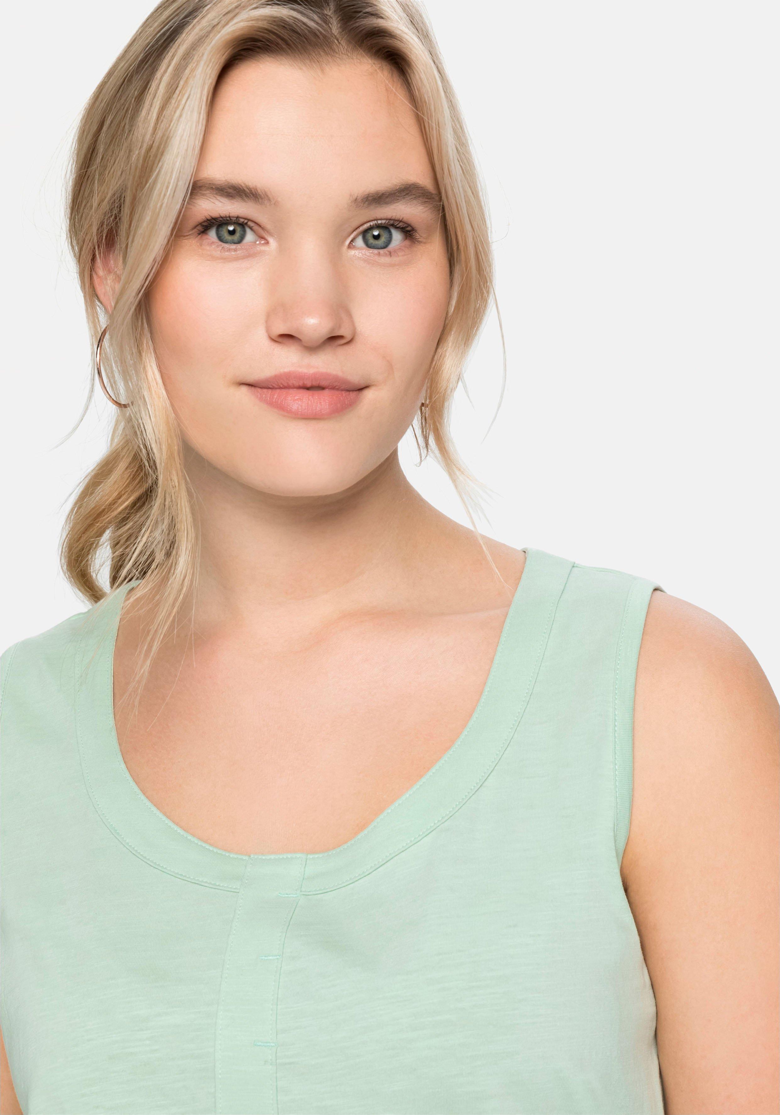 Tanktop mit Zierknopfleiste, geflammte Qualität