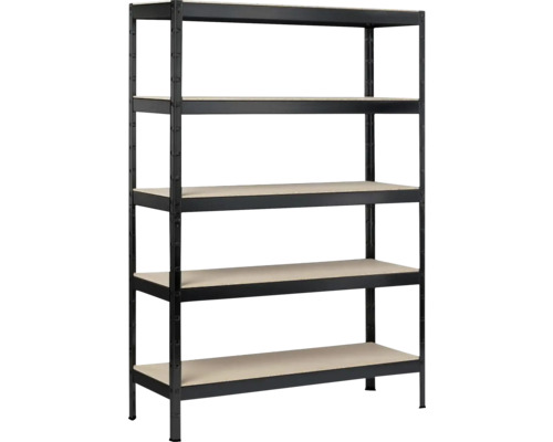 Pallet zware boutloze stellingkast Schulte zwart getextureerd 180x90x40 cm 5 houten planken draagvermogen 875 kg 42 stuks