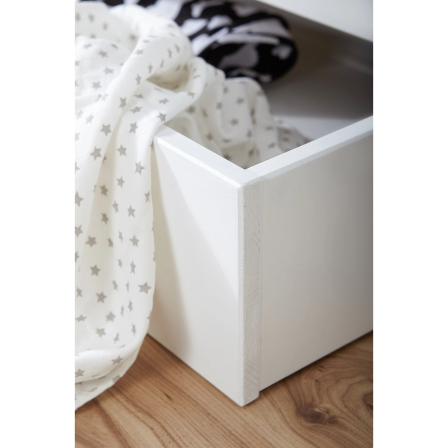 TICAA Kinderbett Hausbett Lina mit Schubkästen 90x200 cm Kiefer weiß weiß