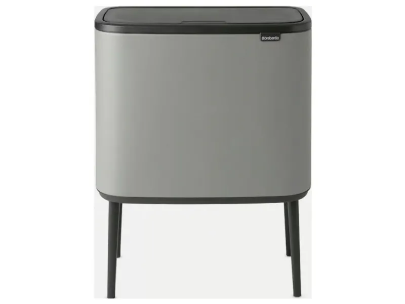 Brabantia Bo Touch Bin - Skraldespand - fliplåg - 33 L - affaldsseparation - stål - mineralbetongrå